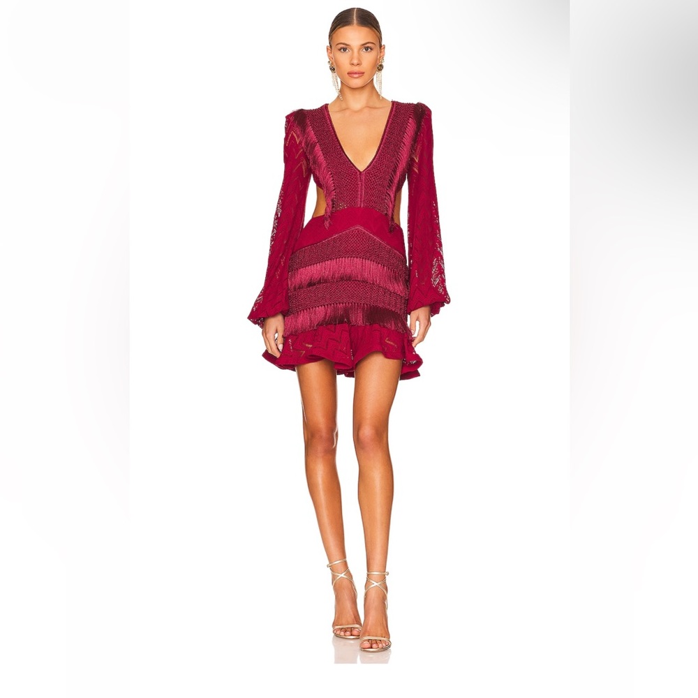 PATBO FRINGE CUTOUT MINI DRESS NWWT